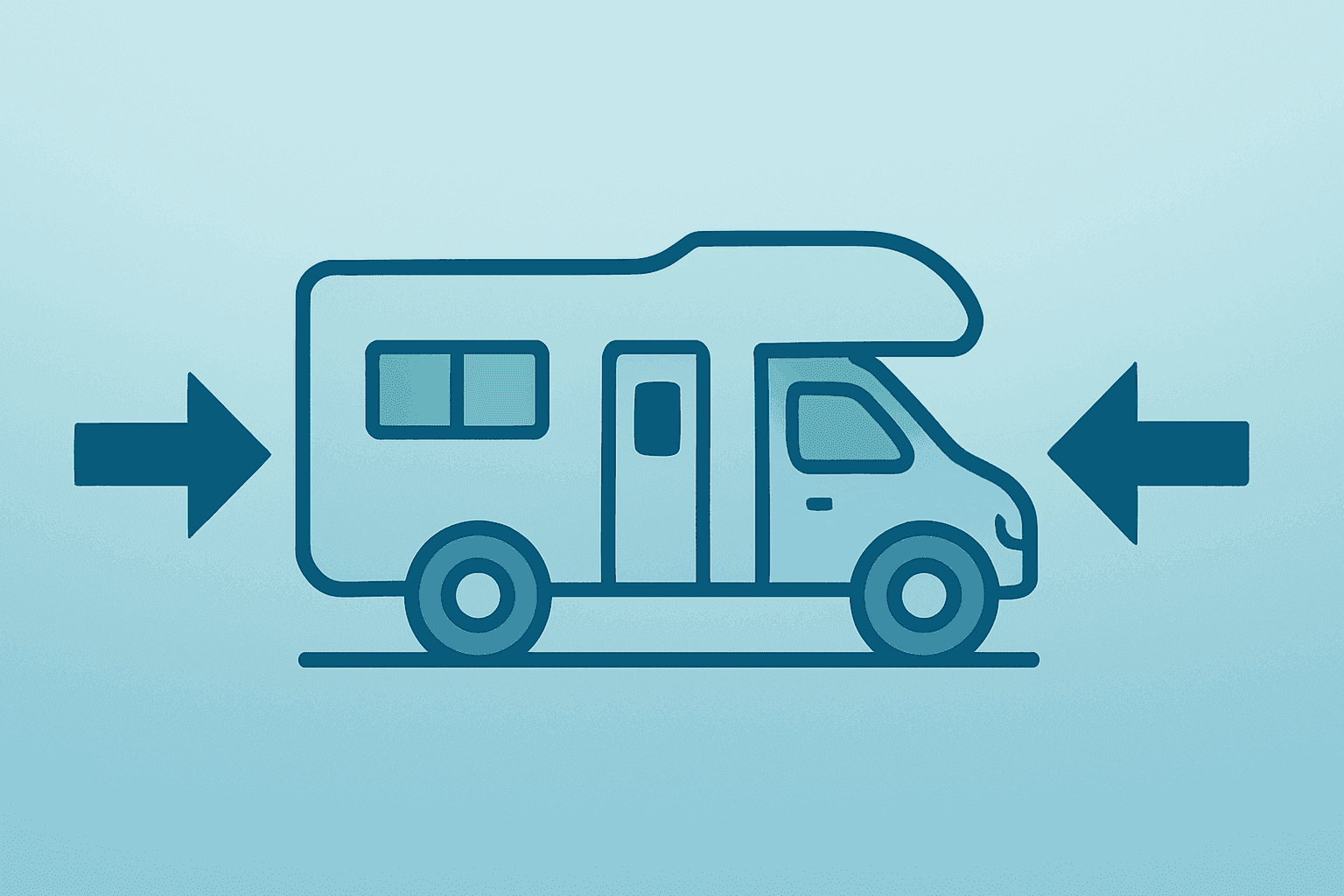 Flat-vector motorhome chassis compressing inward to symbolize Winnebago Q4 earnings emphasis on cost actions and cash.