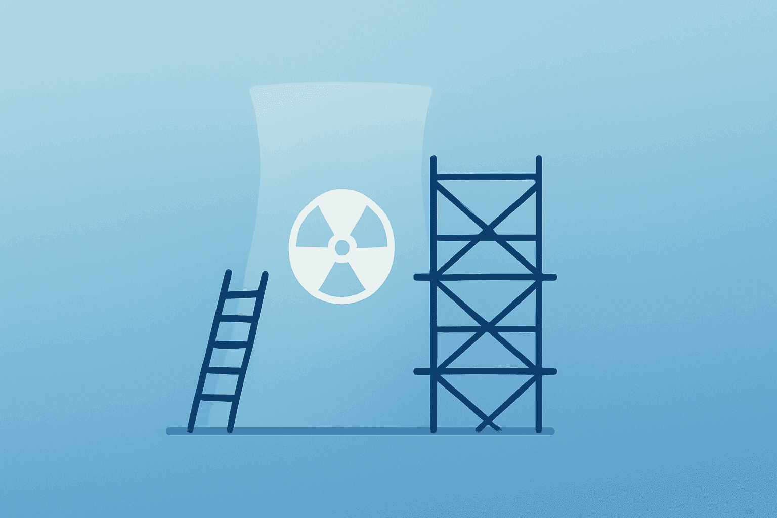 Flat filled vector of a nuclear reactor icon and turbine to represent the NextEra DOE loan for Duane Arnold restart.