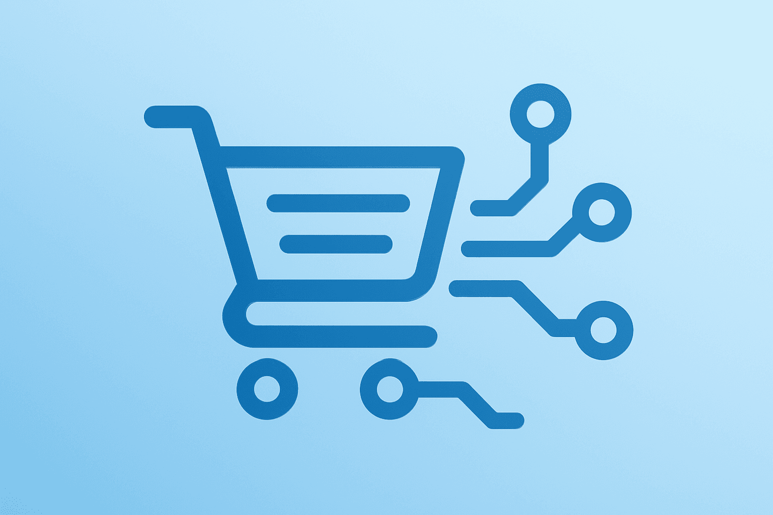 Flat-vector cover of a shopping cart fused with a digital circuit to represent Costco Q1 2026 earnings and digital sales.