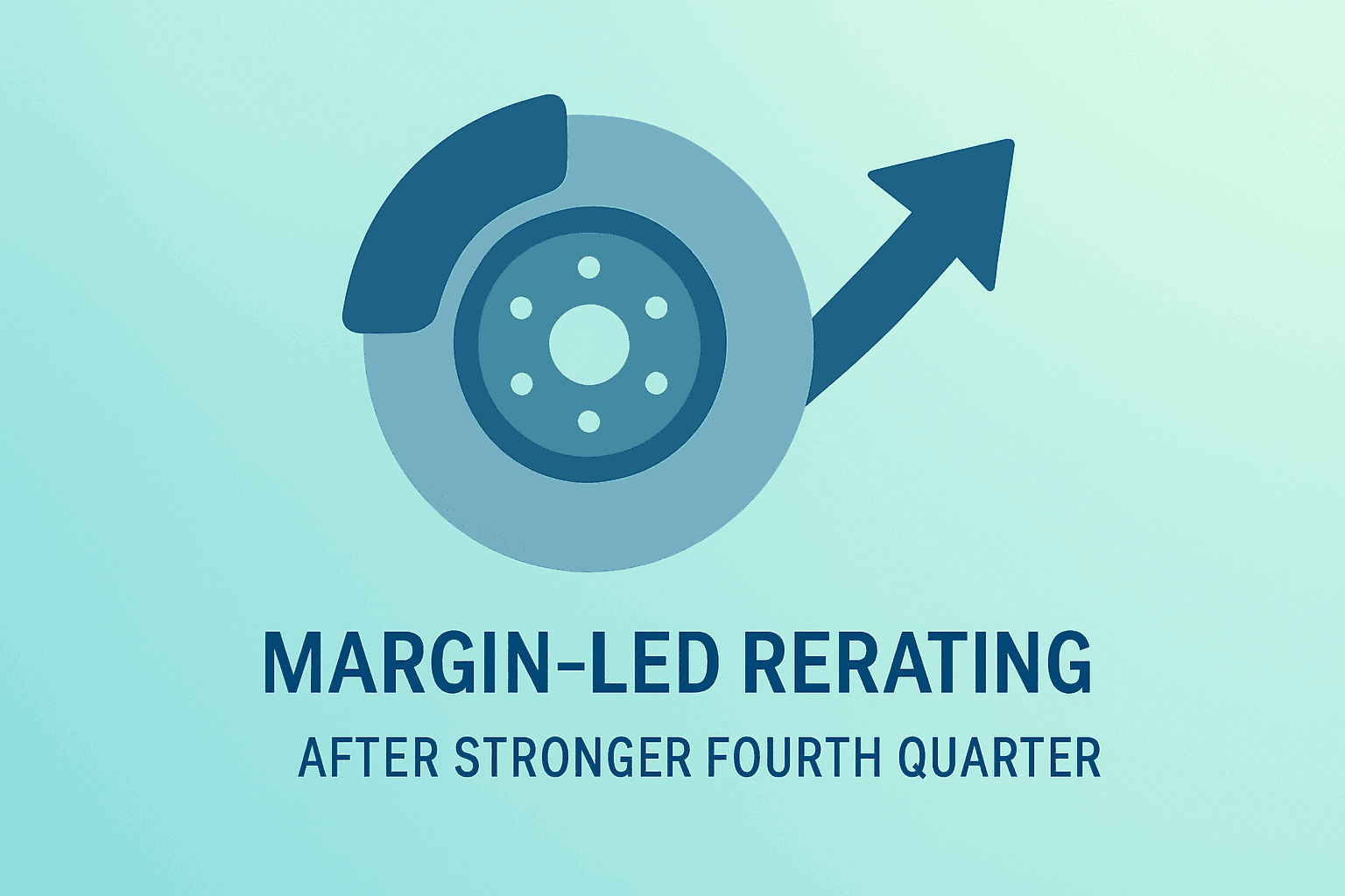 Flat filled vector of a car brake rotor symbolizing Motorcar Parts Fourth Quarter results and margin-led rerating.