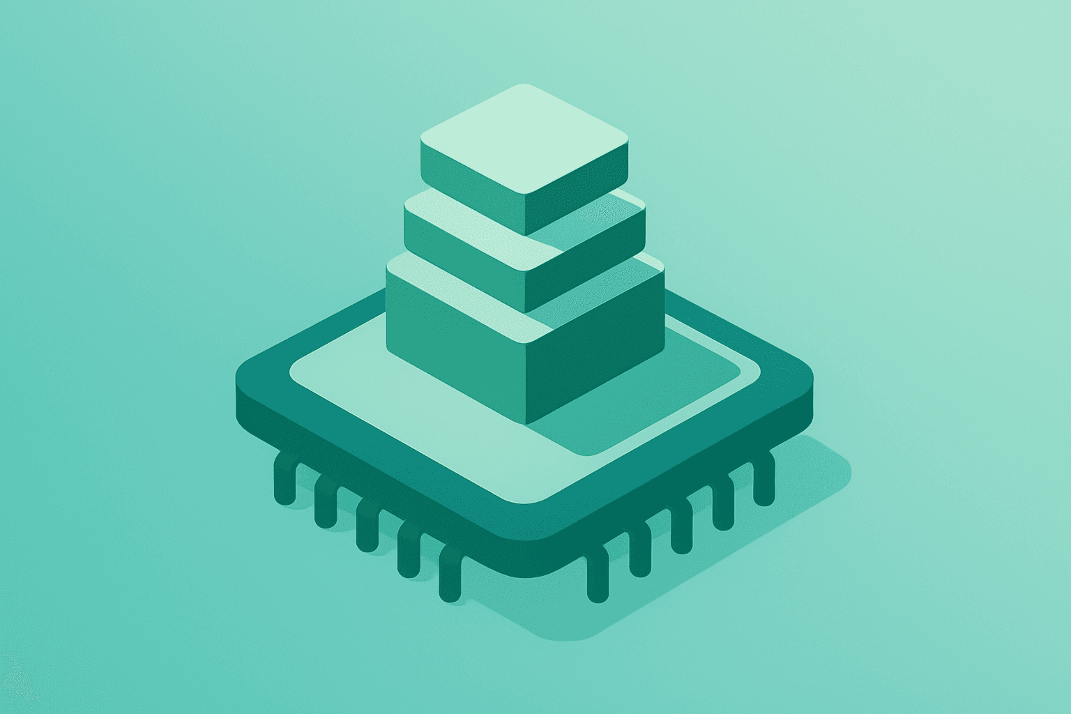 Flat centered vector of a server chip with stacked orders to symbolize Analog Devices earnings and the dividend increase.