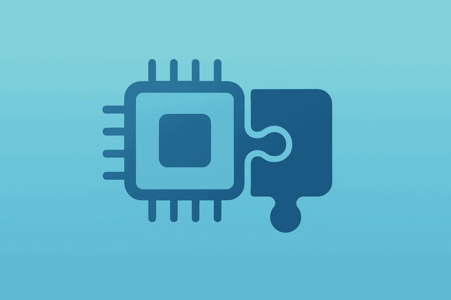 Flat vector of a chip merging with a modular software block representing Qualcomm to Acquire Modular and edge-to-cloud AI