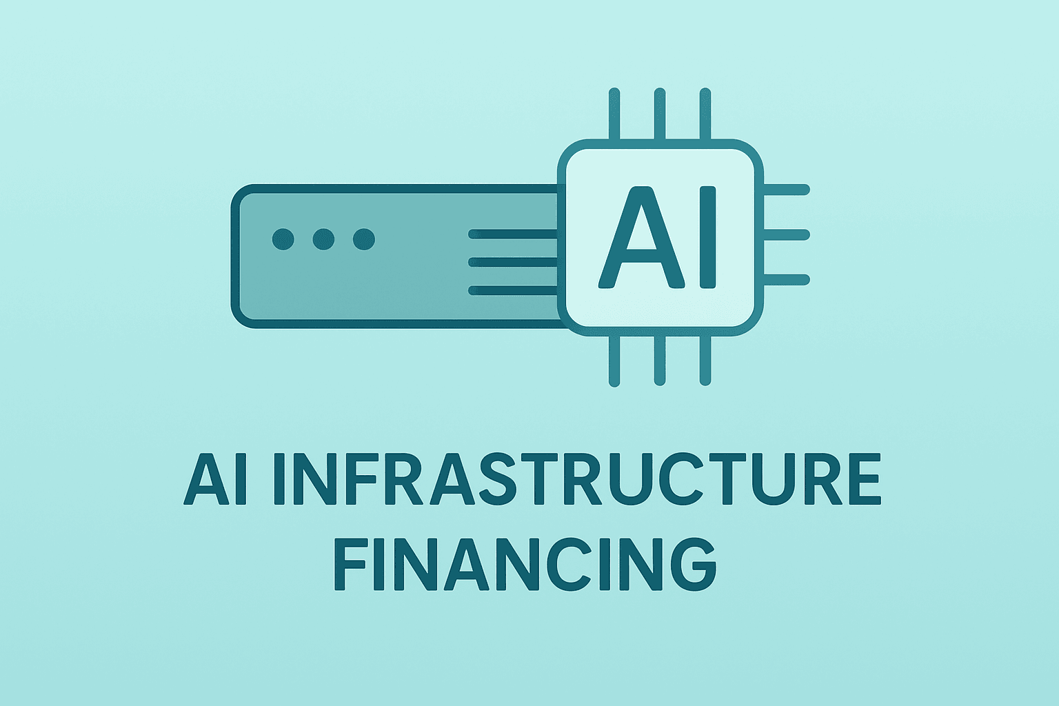 Centered flat vector server blade expanding compute core, symbolizing Alphabet equity offering for AI capacity.