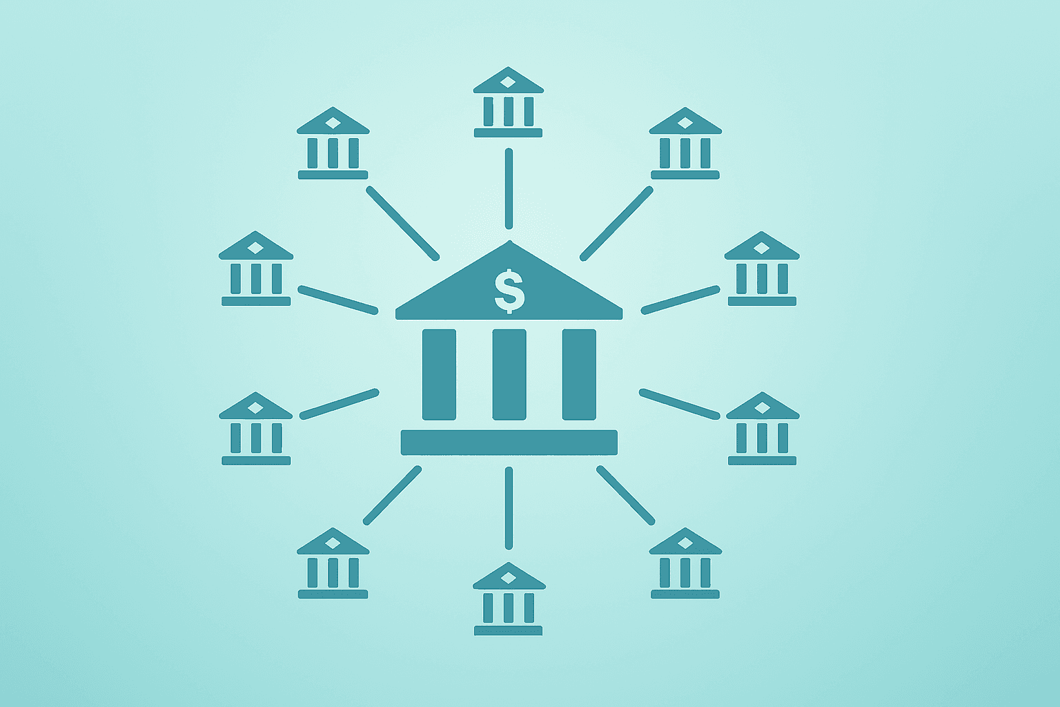 Flat vector of a bank branch expanding to show Prosperity Bancshares Acquires Stellar and Texas deposit scale.