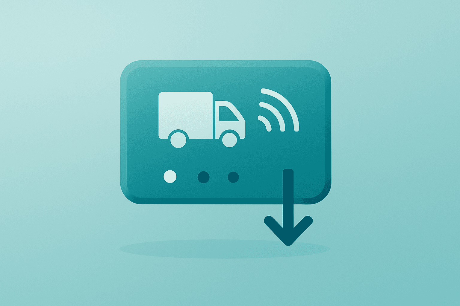 Flat filled vector of a fleet telematics device glowing, symbolizing Samsara Q3 earnings milestone and slowing guidance.
