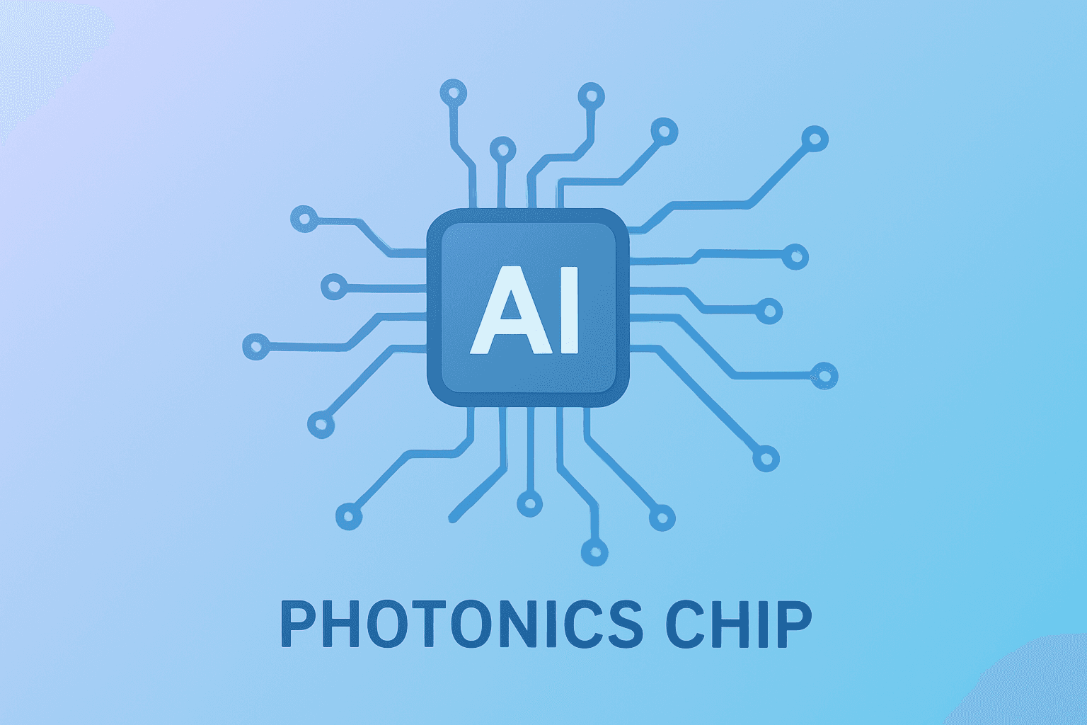 Flat vector photonics chip expanding circuit on a slate gradient signaling S&P 500 additions shift toward AI infrastructure.