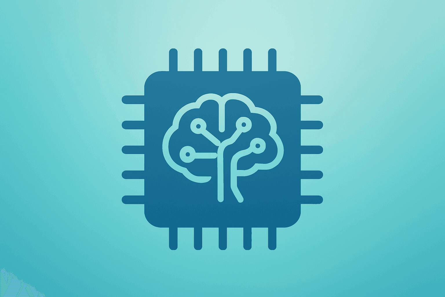 Flat vector of a silicon AI chip fused with a simplified model core to illustrate the Google Gemini update efficiency push.
