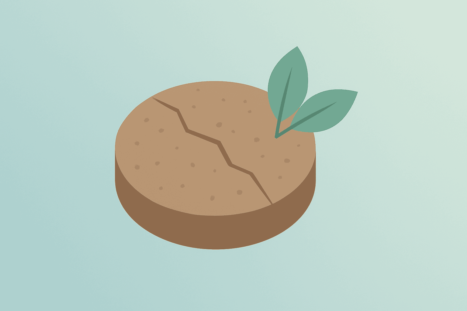 Flat vector of a dimmed plant-based patty with a hairline fracture to symbolize Beyond Meat Q4 2025 earnings weakness.