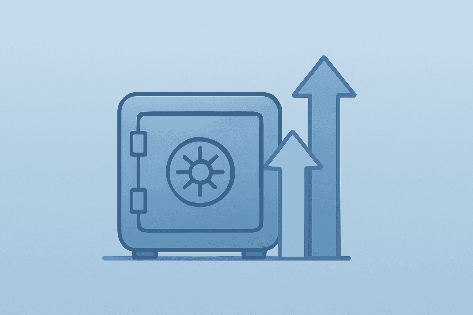 Flat filled vector of an investment vault expanding to symbolize Pershing Square IPO supply and conversion.