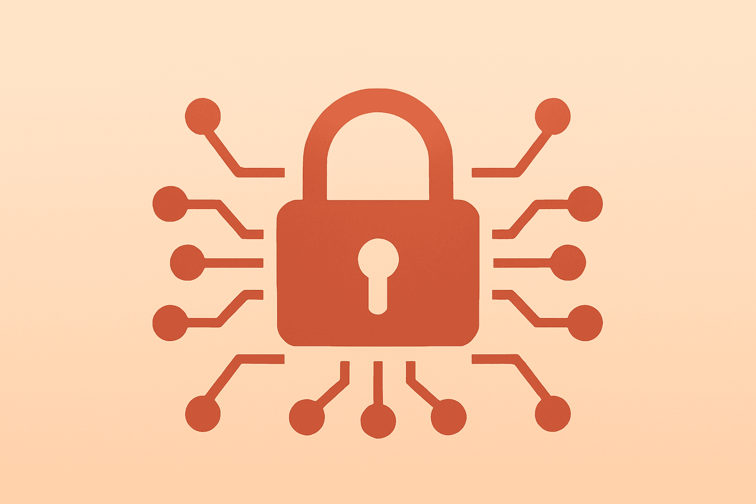 Centered flat vector server fused with a circuit representing Identity Governance momentum for Okta Q3 earnings.
