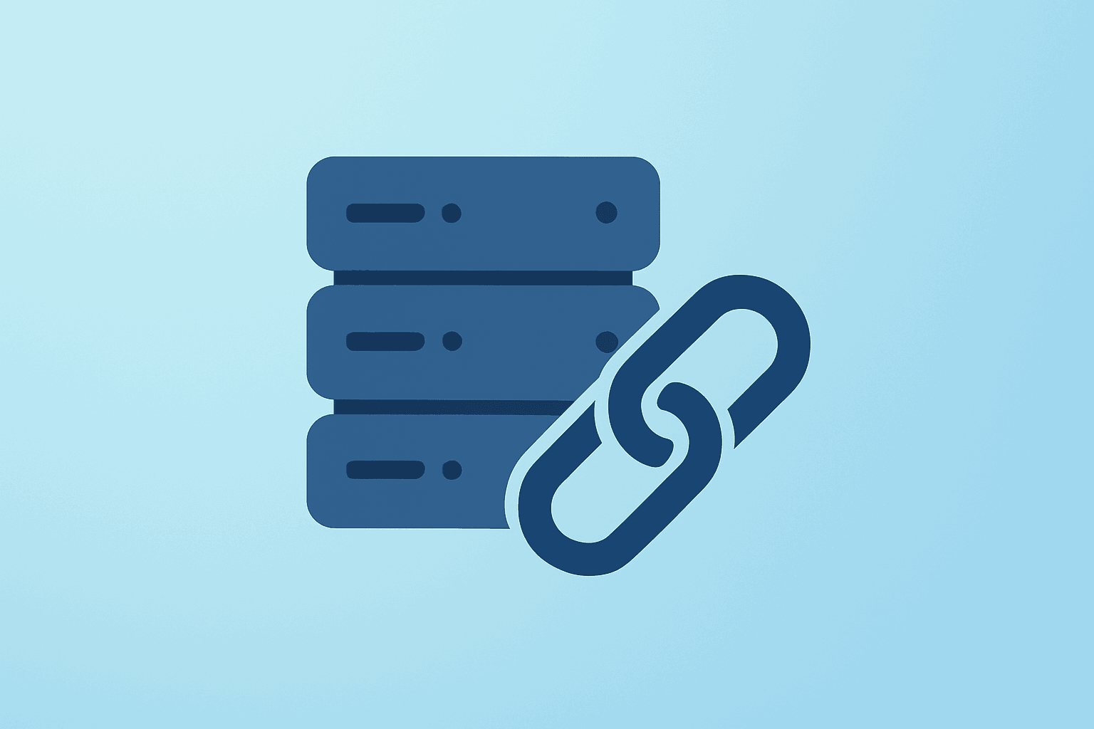 Flat filled vector of a platform server merged with a chain ring to symbolize Robinhood Chain infrastructure expansion.