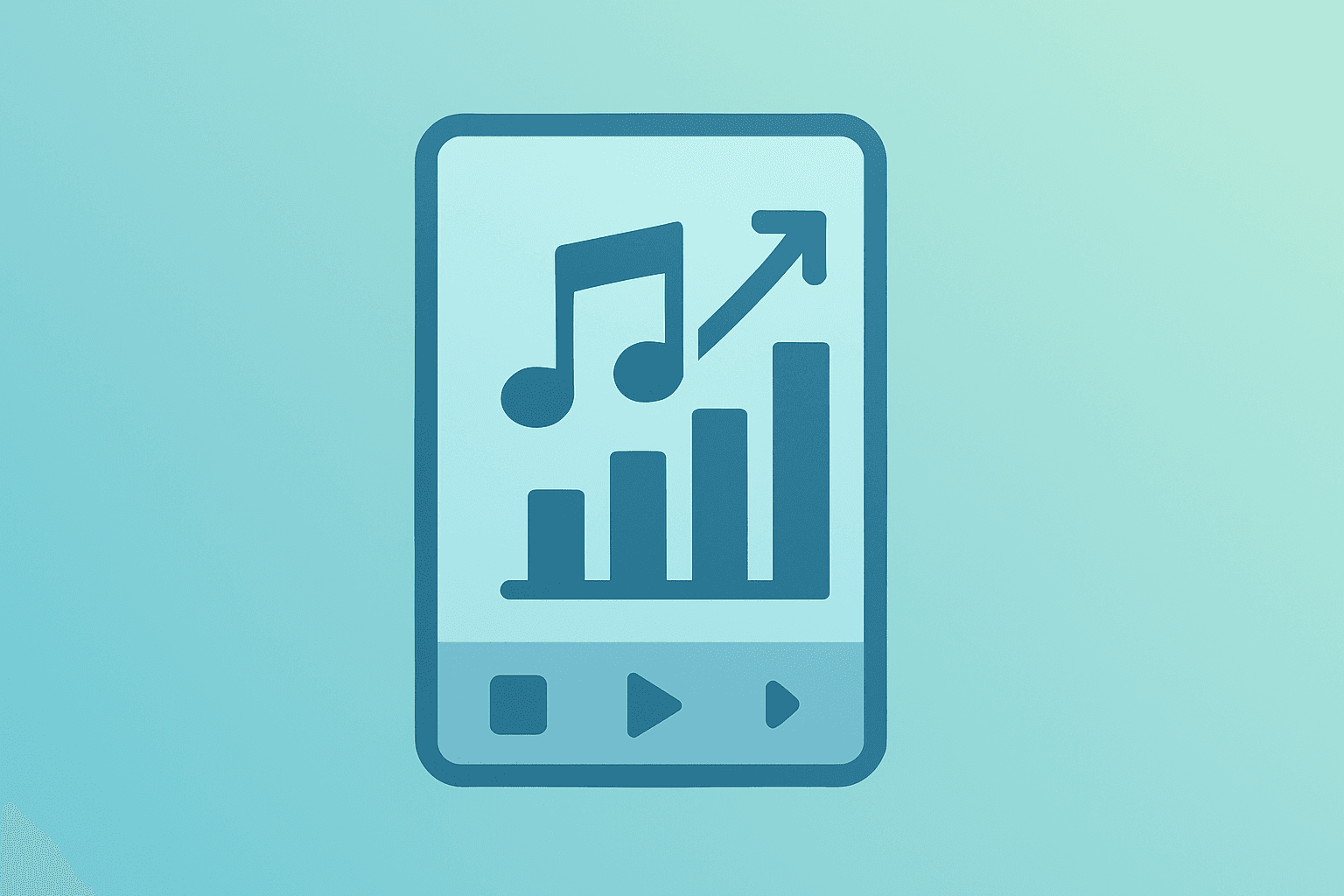 Flat vector cover of a music-platform device symbolizing Spotify earnings driven by user growth with a subtle shadow lift.