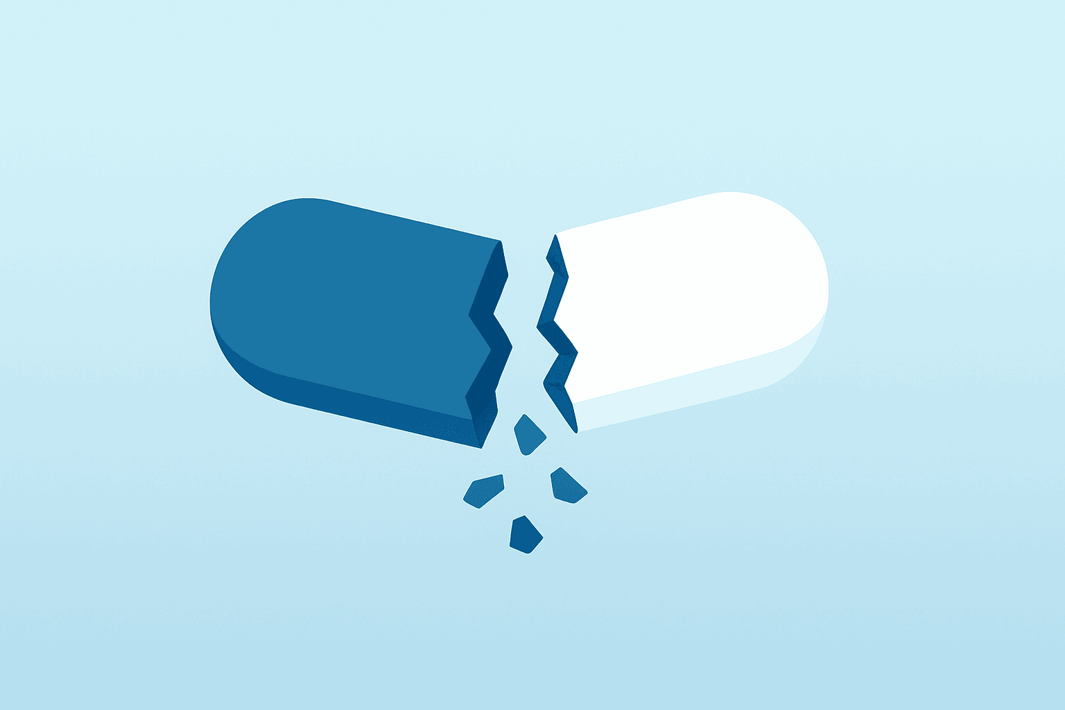 Flat vector cover of a fractured medical capsule symbolizing Abivax obefazimod trial safety concerns amid strong efficacy