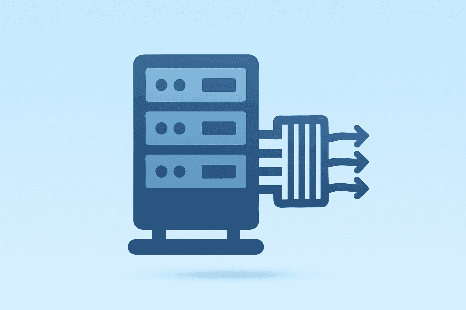 Flat vector server rack with expanding heat-exchange core symbolizing SLB to Acquire Kelvion and data center cooling scale.