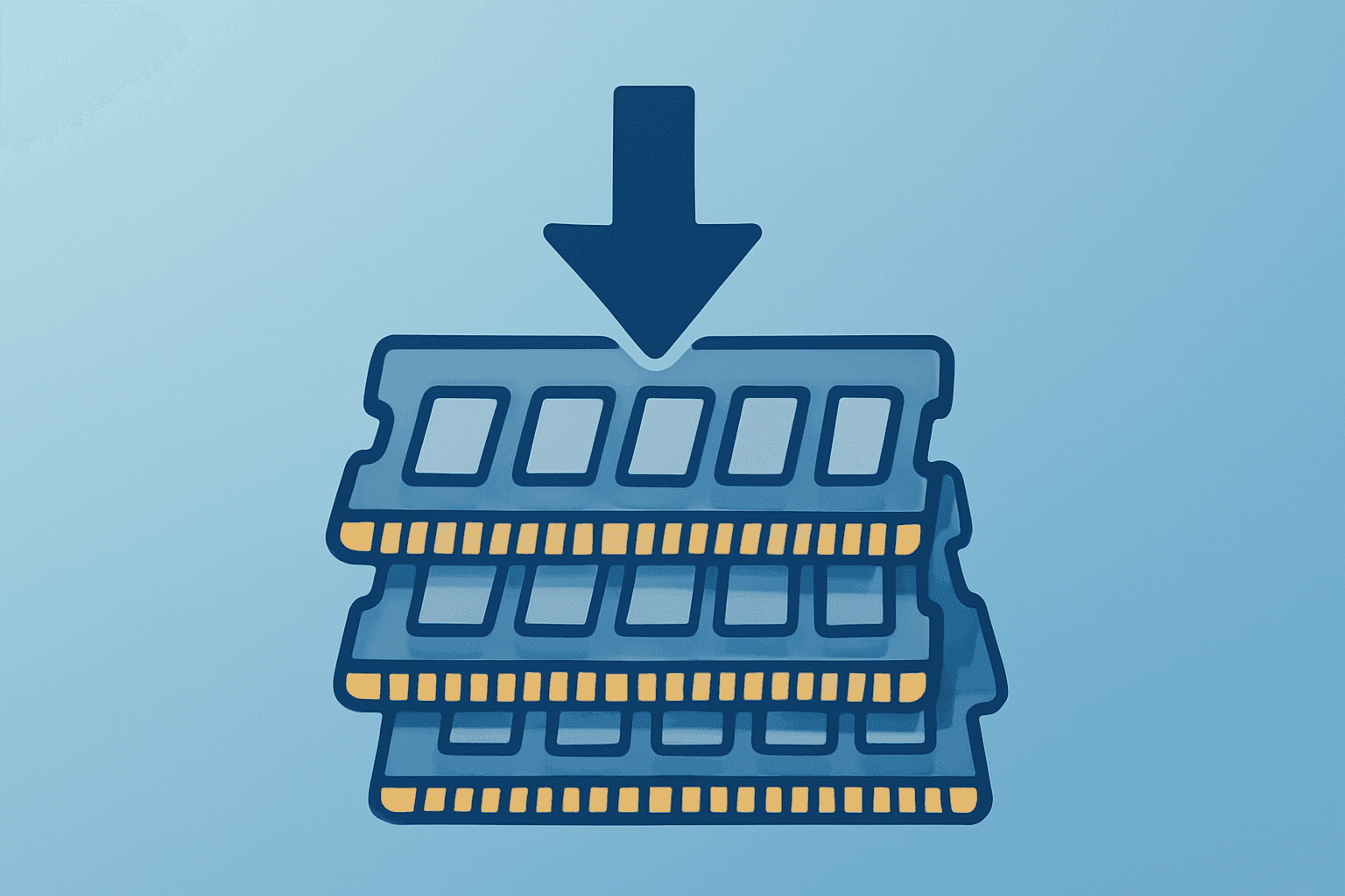 Flat-vector memory wafer stack symbolizing Micron stock rally on results, tight supply and CHIPS-tied buyback.