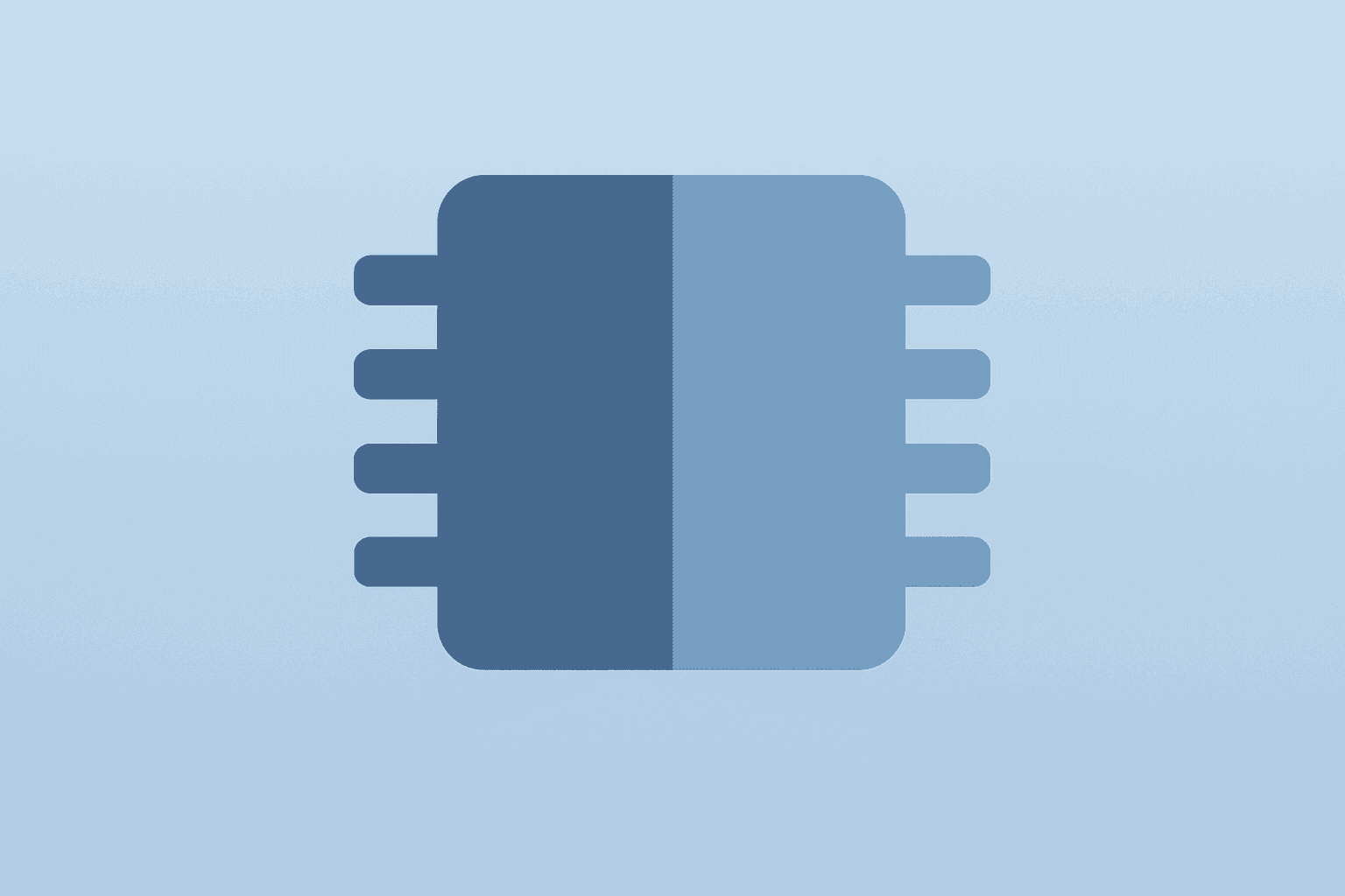 Flat vector memory chip half bright half dim symbolizing Micron Q3 guidance split on margins and pricing for traders