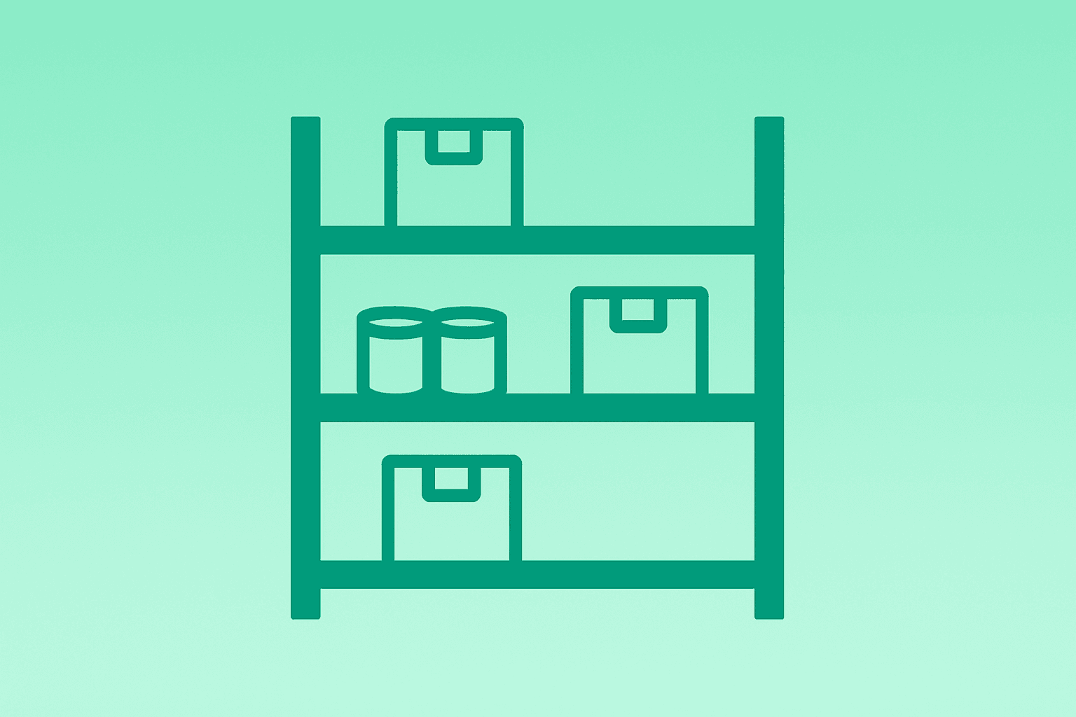 Flat vector warehouse shelf with depleted inventory, illustrating Amazon tariffs impact and seller price pressure