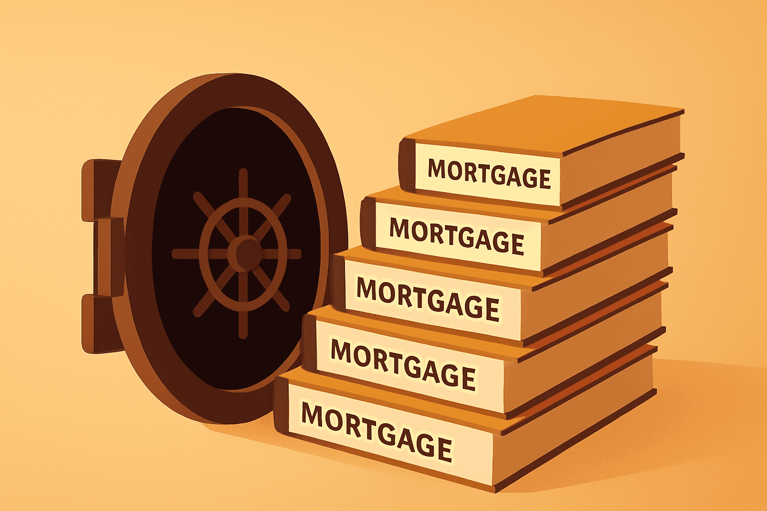 Flat-vector centered vault suggesting scale that illustrates ABN AMRO to Buy NIBC and Dutch mortgage growth