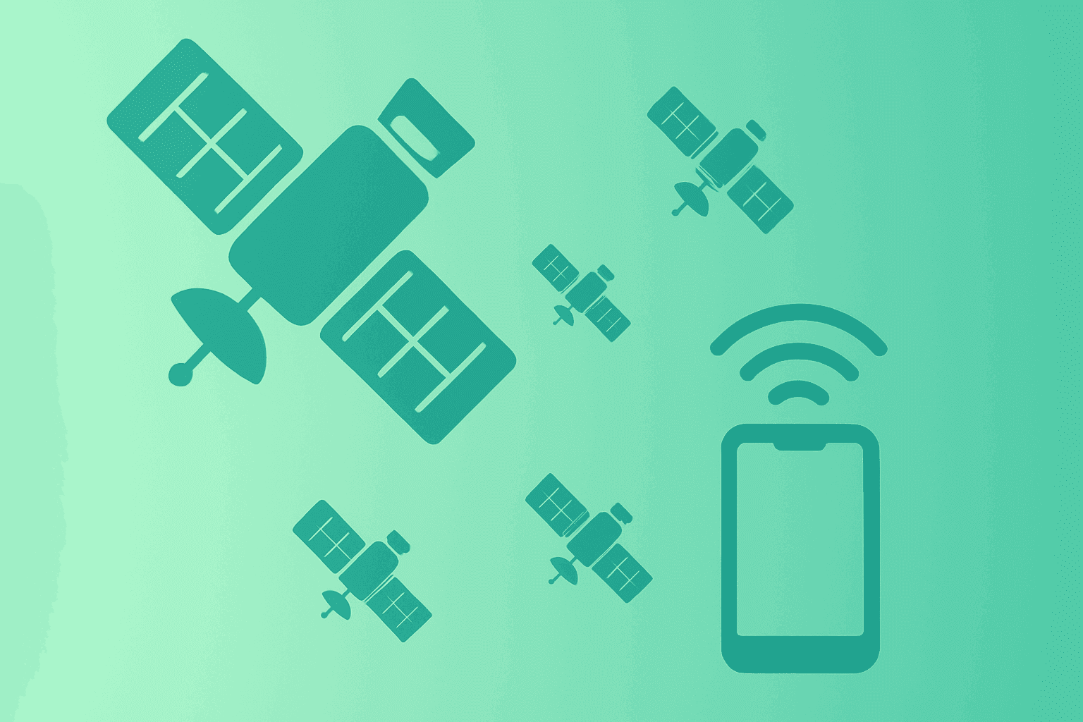 Flat vector cover of an Amazon Leo direct-to-phone satellites icon on a light gradient, symbolizing FCC review