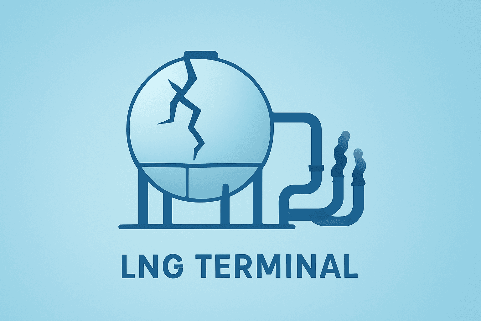 Stylized flat-vector oil rig and damaged gas terminal motif on a smooth gradient, U.S. Stocks Selloff context.