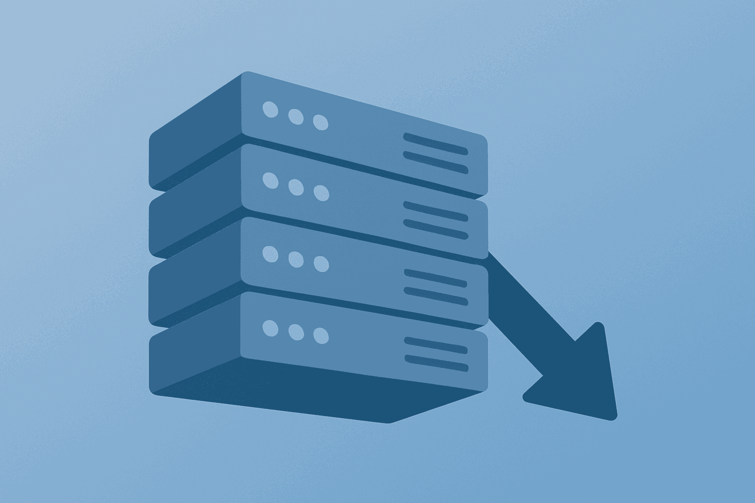 Flat-vector server stack expanding to symbolize cloud growth and $220B capex risk for Amazon stock with subtle shadow lift.