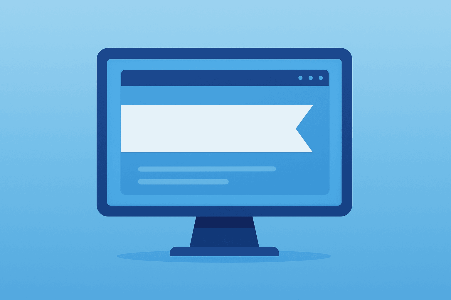Flat vector of a desktop monitor with an expanding software ribbon to signal Ackman buys Microsoft and the new stake.