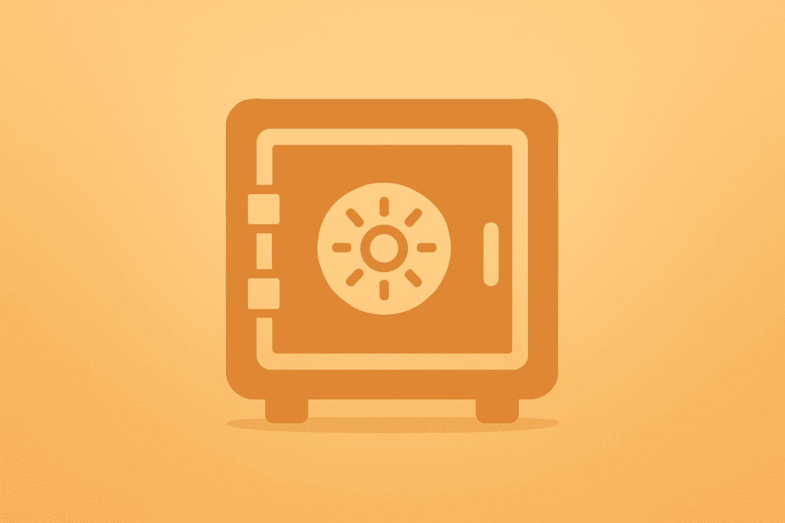 Flat vector of a payments vault with dimming light on a smooth amber-sand gradient to symbolize the PayPal takeover collapse.
