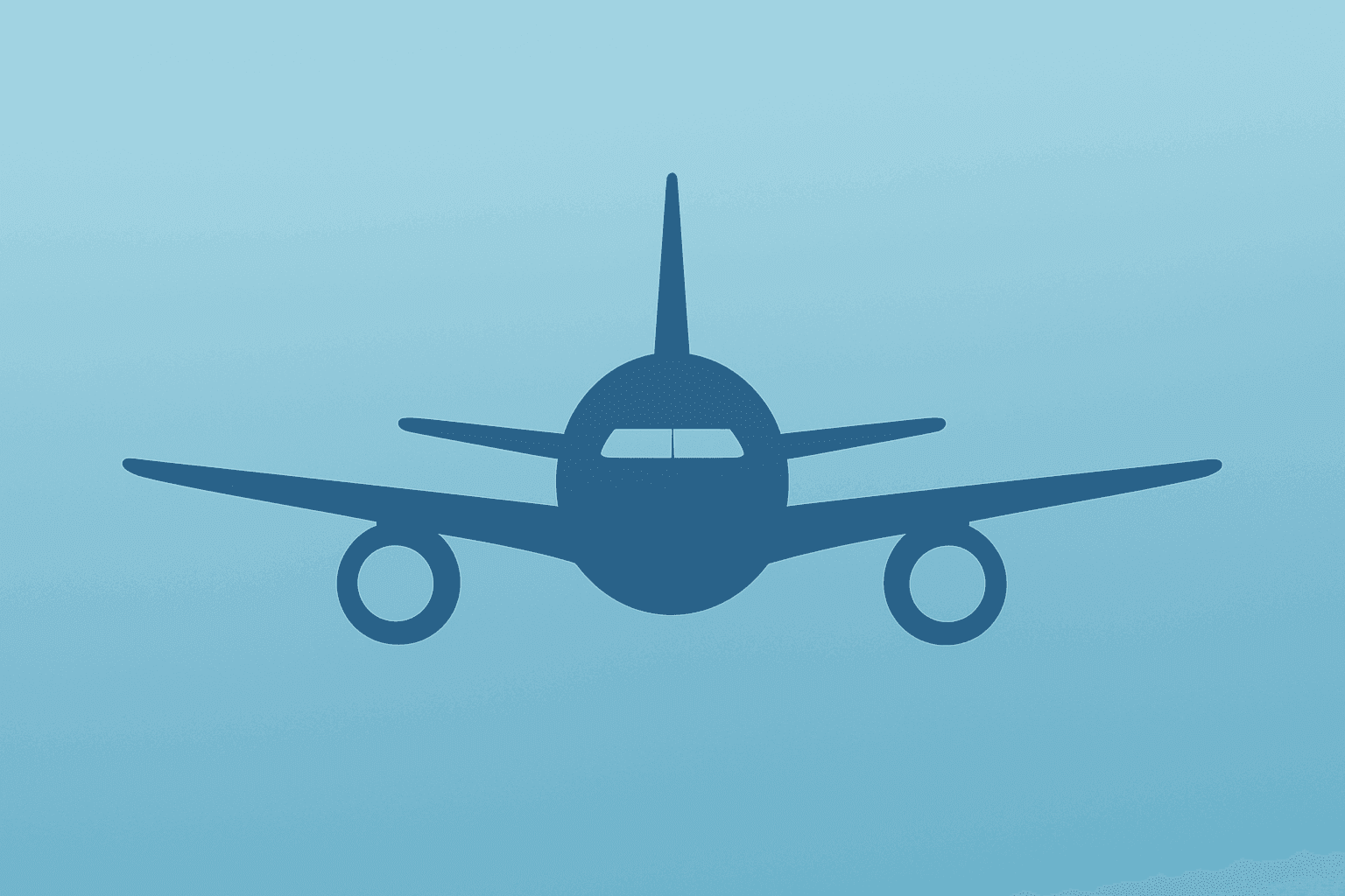 Flat filled vector of an airplane fuselage widening to suggest rising backlog for Boeing Q1 2026 results with subtle shadow