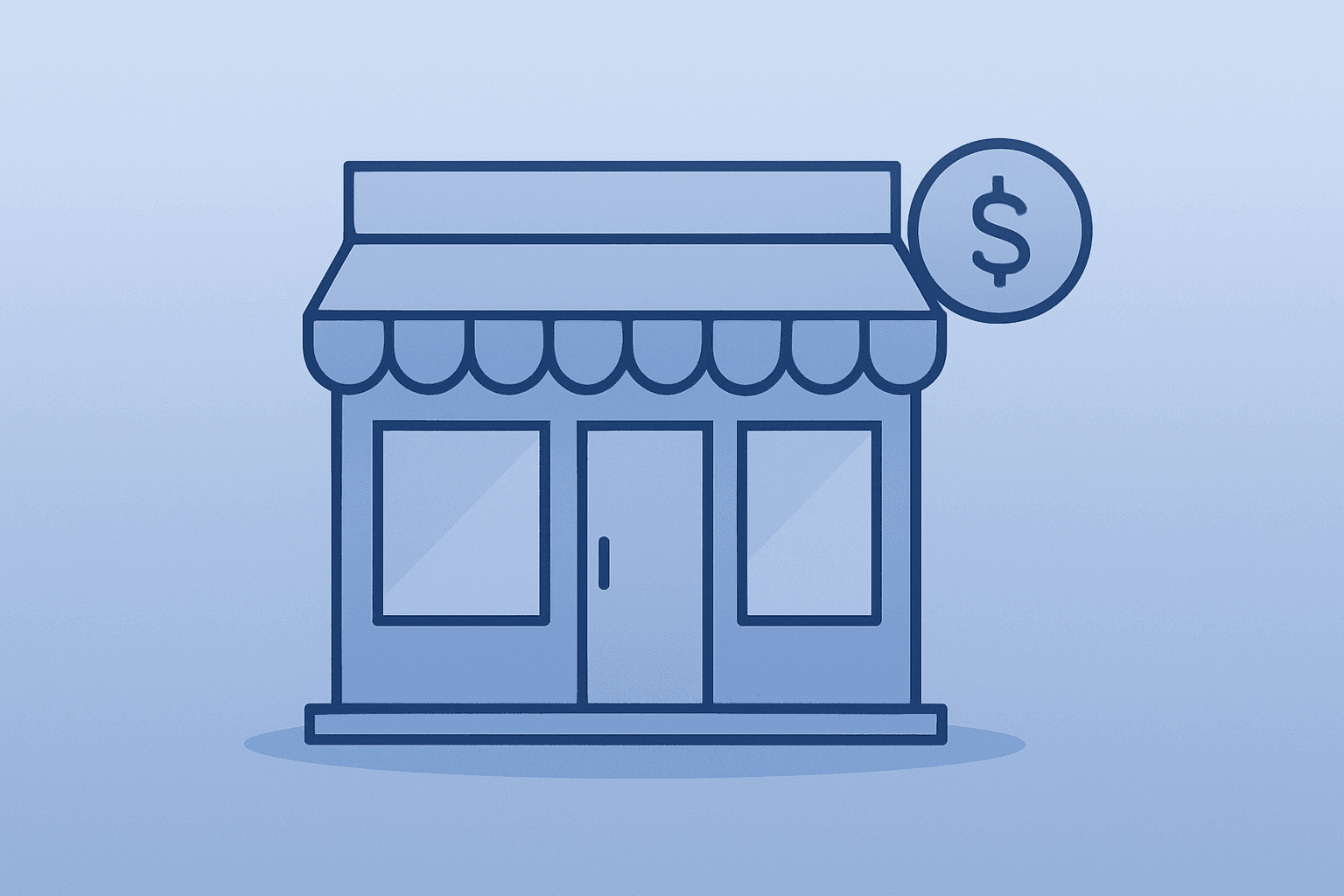 Flat vector of a retail storefront under dimming light symbolizing cautious guidance for Dollar Tree earnings, minimal style.