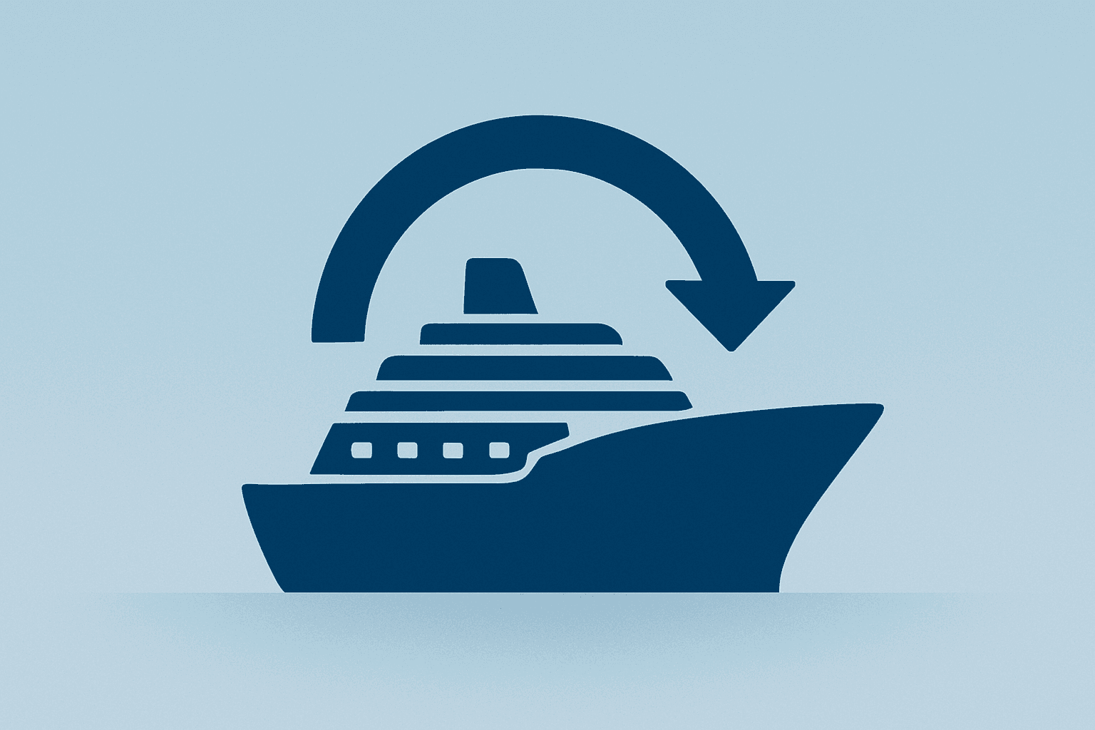 Flat vector of a cruise ship hull with a tightening band symbolizing Royal Caribbean earnings, margins, and booking pressure.