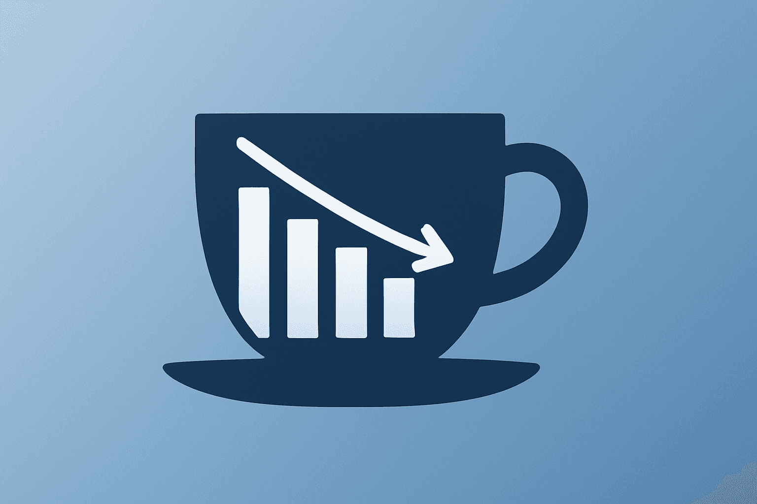 Flat filled vector of a lone coffee cup with dimmed highlights suggesting margin squeeze for Starbucks Q1 FY26 earnings cover