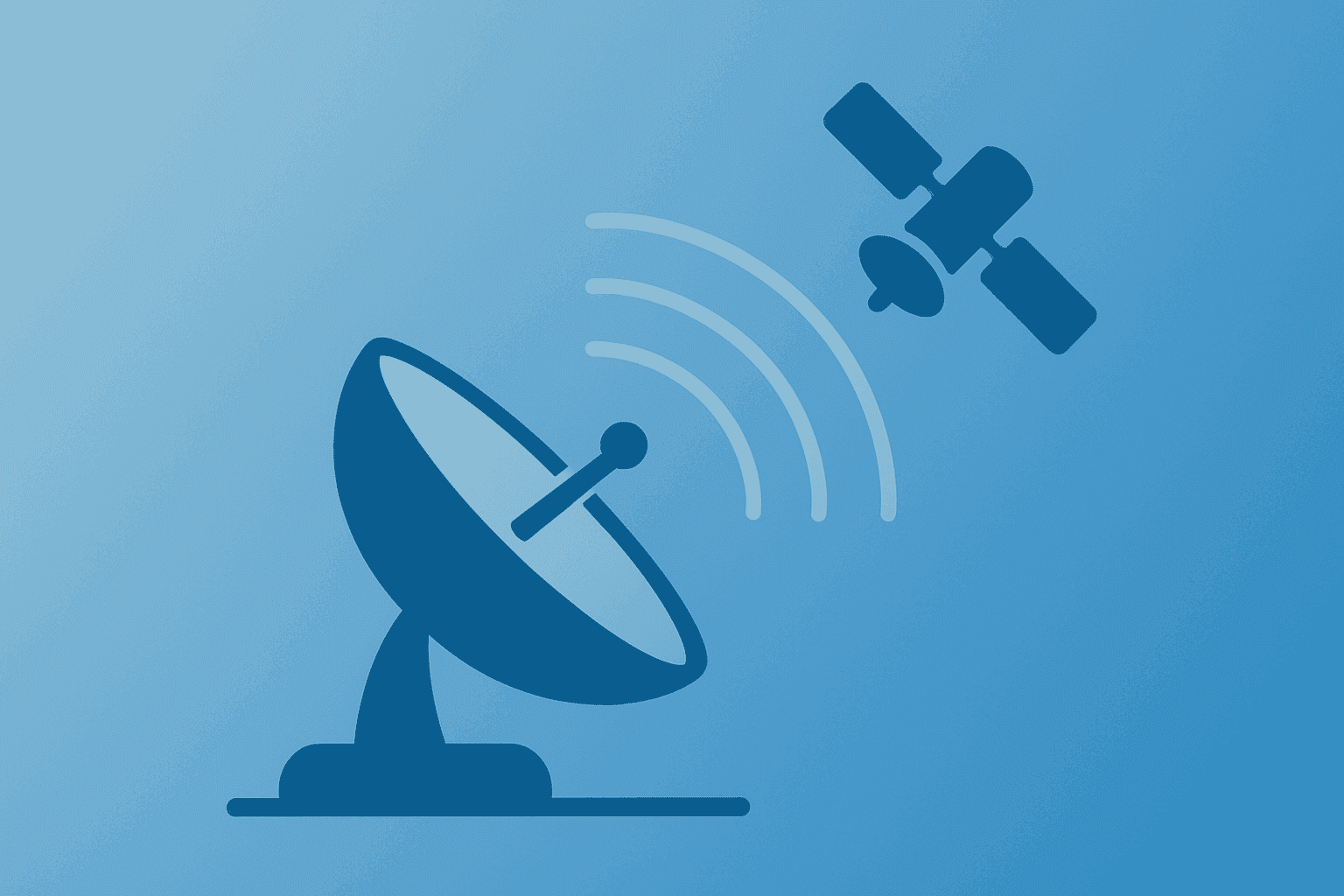 Flat vector satellite symbol representing Amazon Leo satellite internet reaching a deployment threshold for initial service.