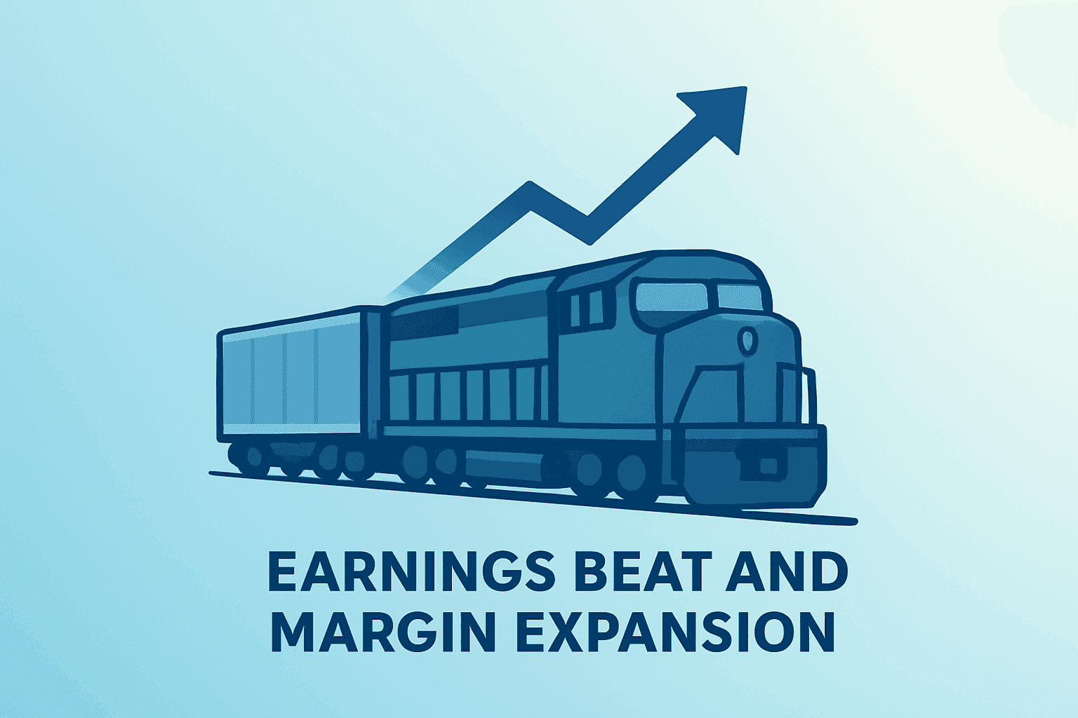 Flat vector freight train symbolizing J.B. Hunt Q1 earnings momentum and margin expansion in intermodal business.
