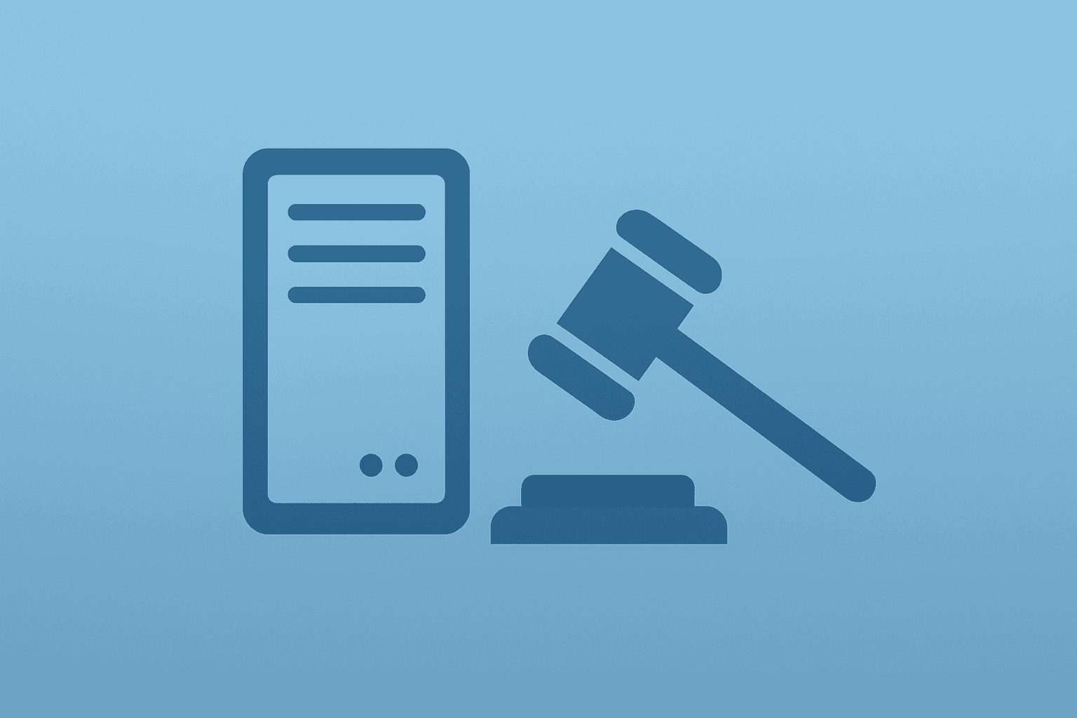 Flat filled vector of a forum server facing a judicial gavel to symbolize Reddit sues Australia over the under-sixteen ban.