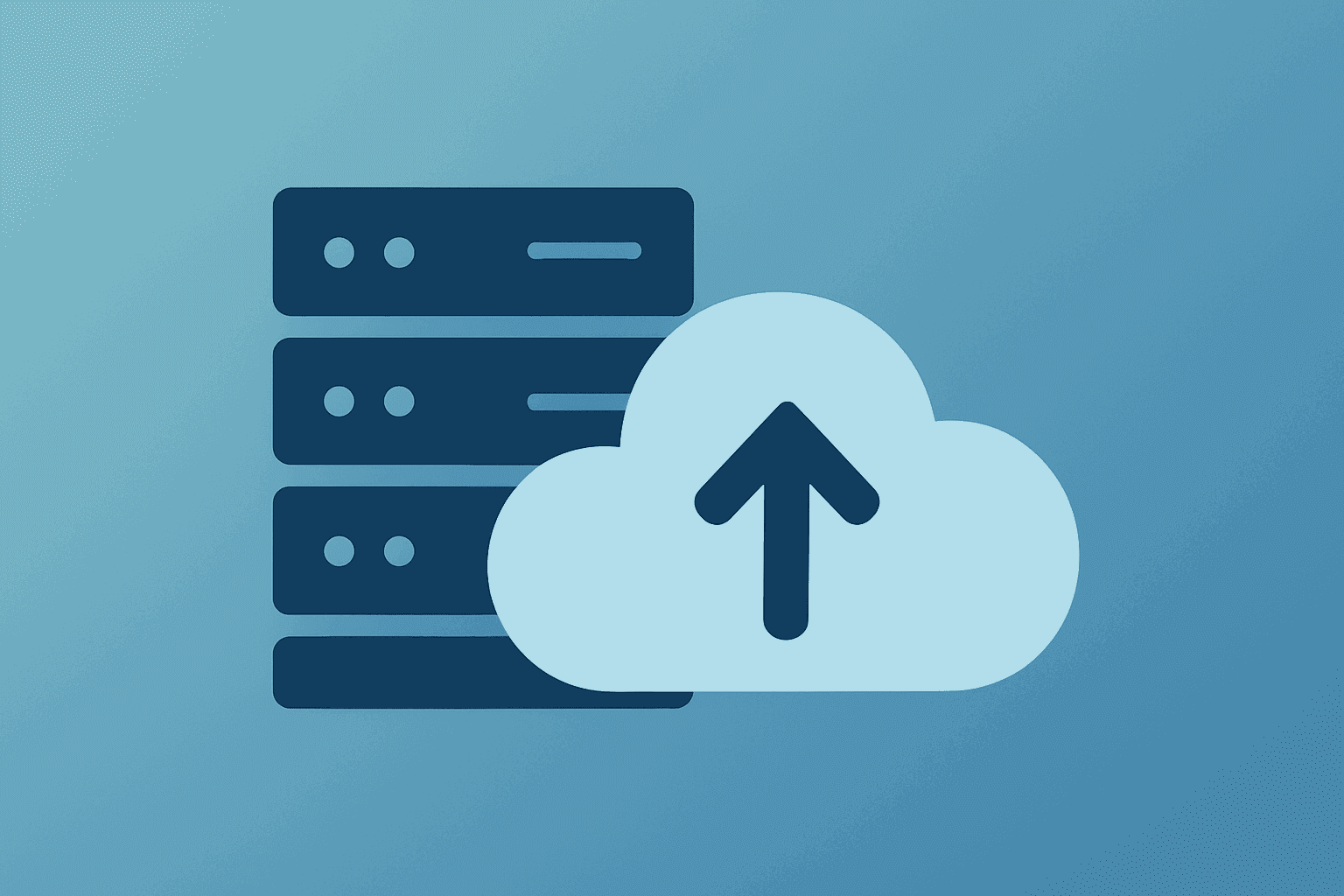 Flat vector cover showing a server-stack cloud module expanding to symbolize SAP Q1 2026 results and rising cloud backlog.