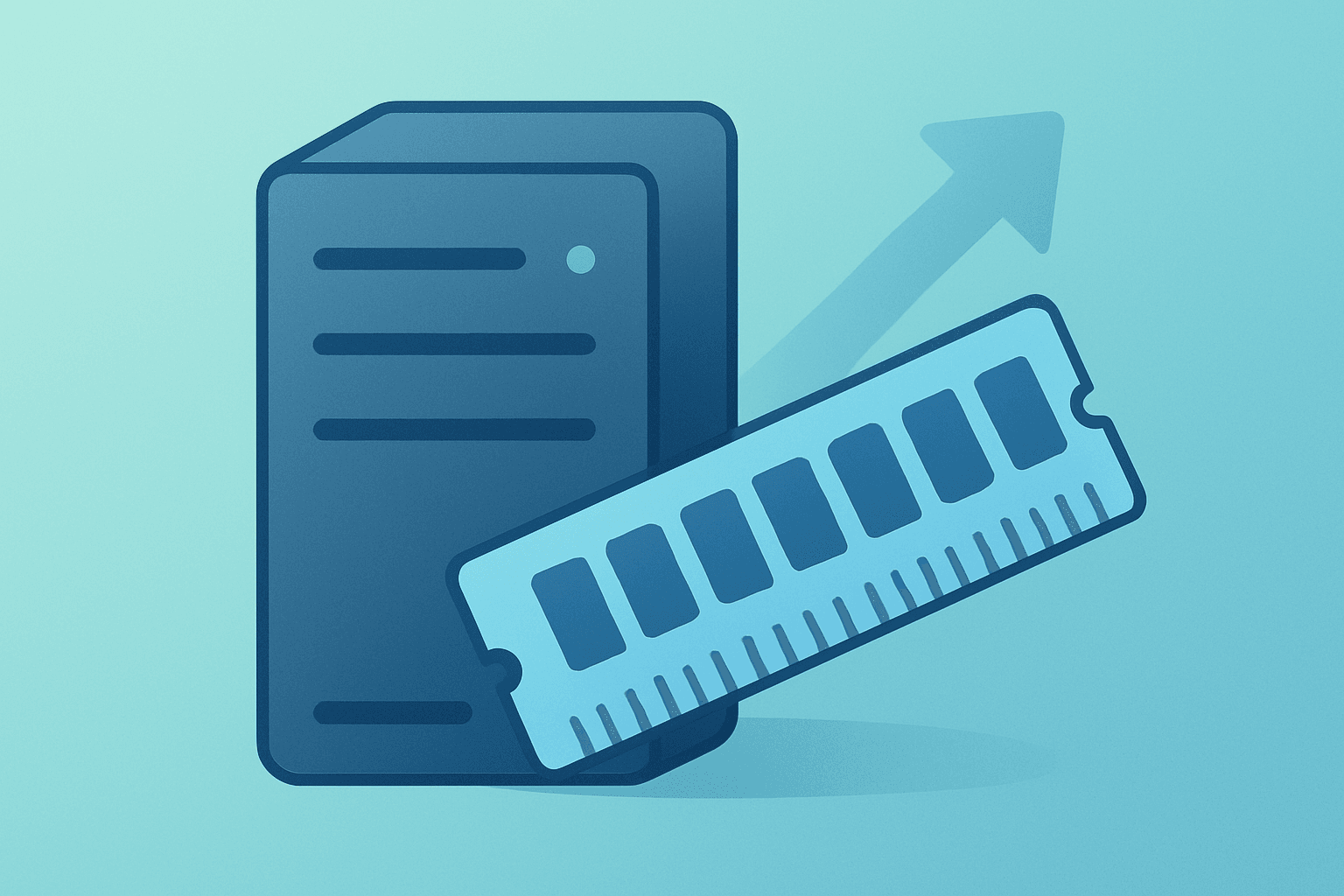Flat-vector server and memory modules illustrating Dell stock downgrade and AI-driven memory price margin pressure.