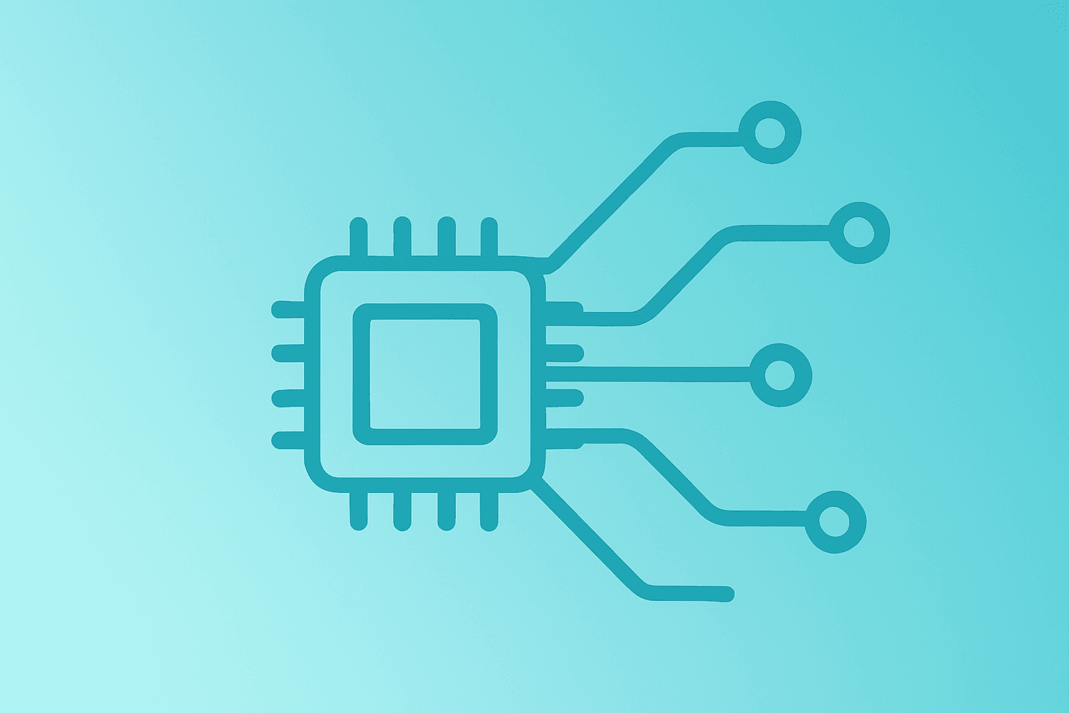 Flat vector showing a single microchip signaling an outlook shift for Texas Instruments earnings and Q1 guidance.