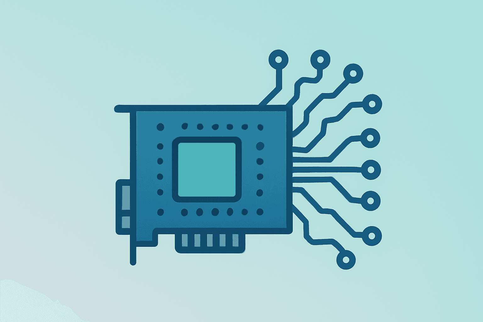 Flat vector accelerator card expanding circuits to symbolize AI-server ramp and Nvidia stock momentum.