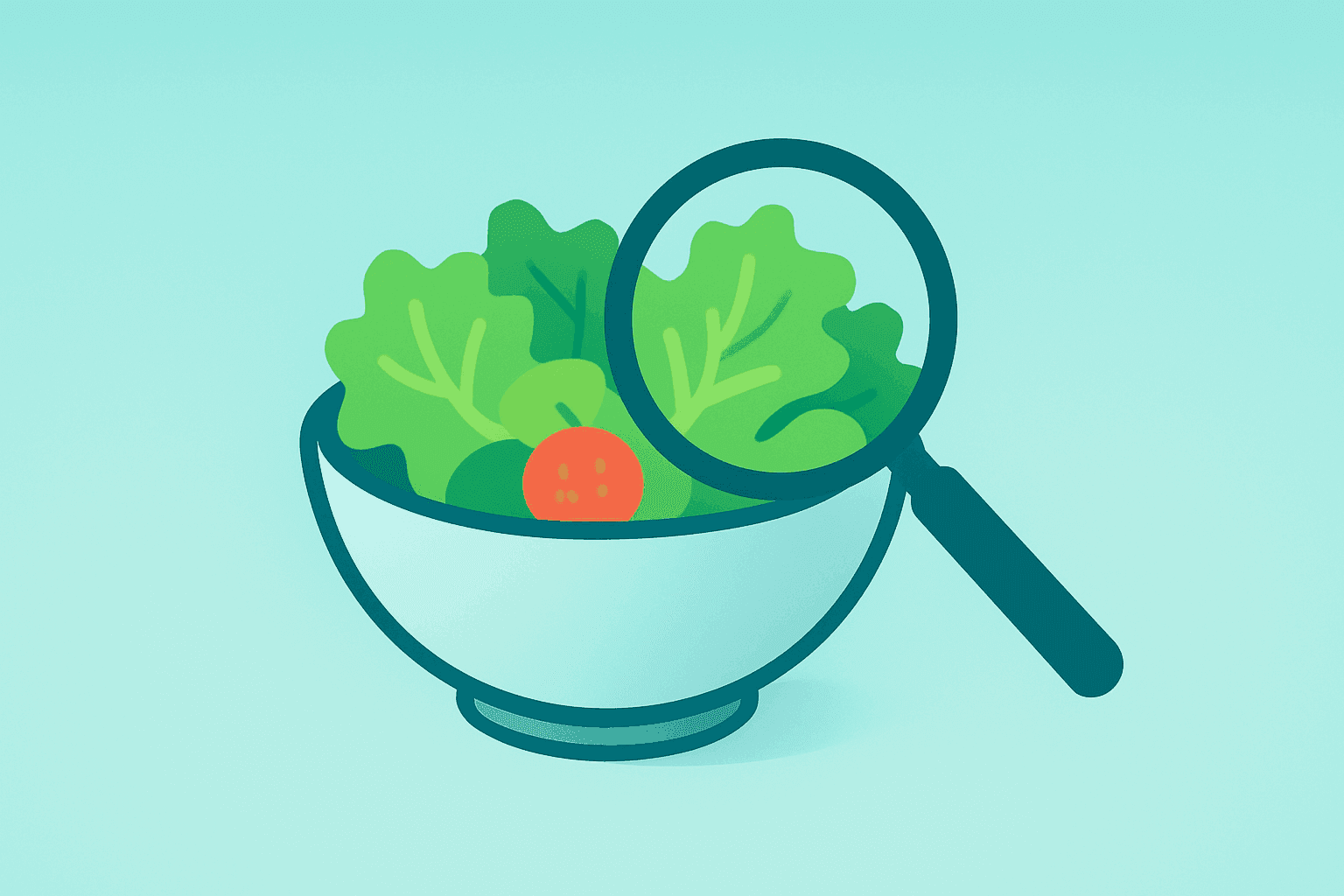 Flat filled vector of a salad bowl with shredded iceberg lettuce representing Taco Bell lettuce outbreak and probe.