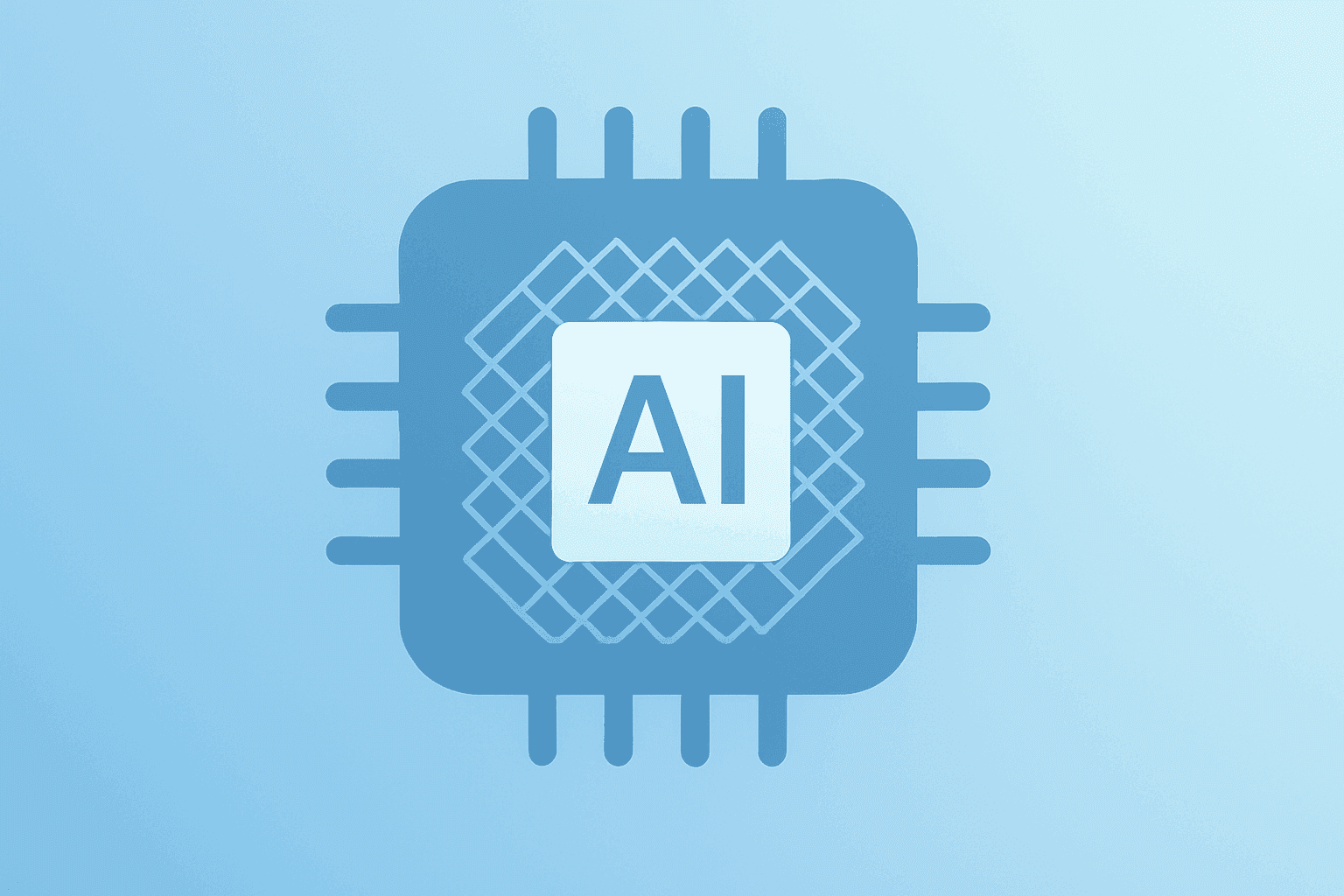 Flat vector server-chip fusion symbolizing AMD stock volatility and the Zen 6 EPYC Venice AI event with subtle shadow lift.