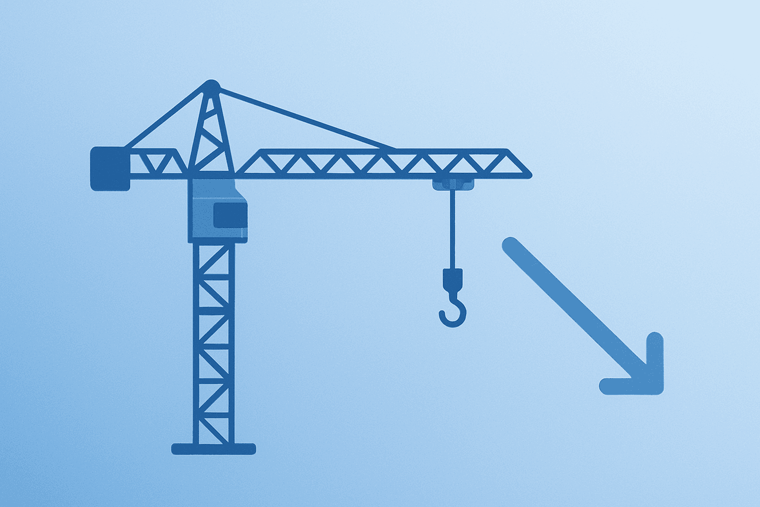 Flat vector of a residential construction crane with dimming lights representing Lennar Q1 earnings and margin pressure.