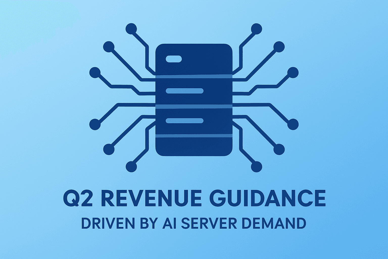 Flat-vector server with expanding circuit to symbolize HPE Q2 revenue guidance from AI server demand.