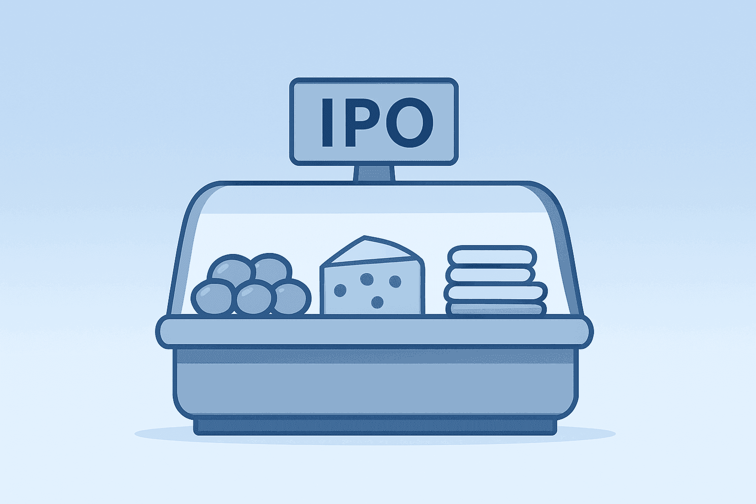 Flat filled vector deli sandwich icon merged with a listing token to symbolize Jersey Mike's IPO and constrained float.