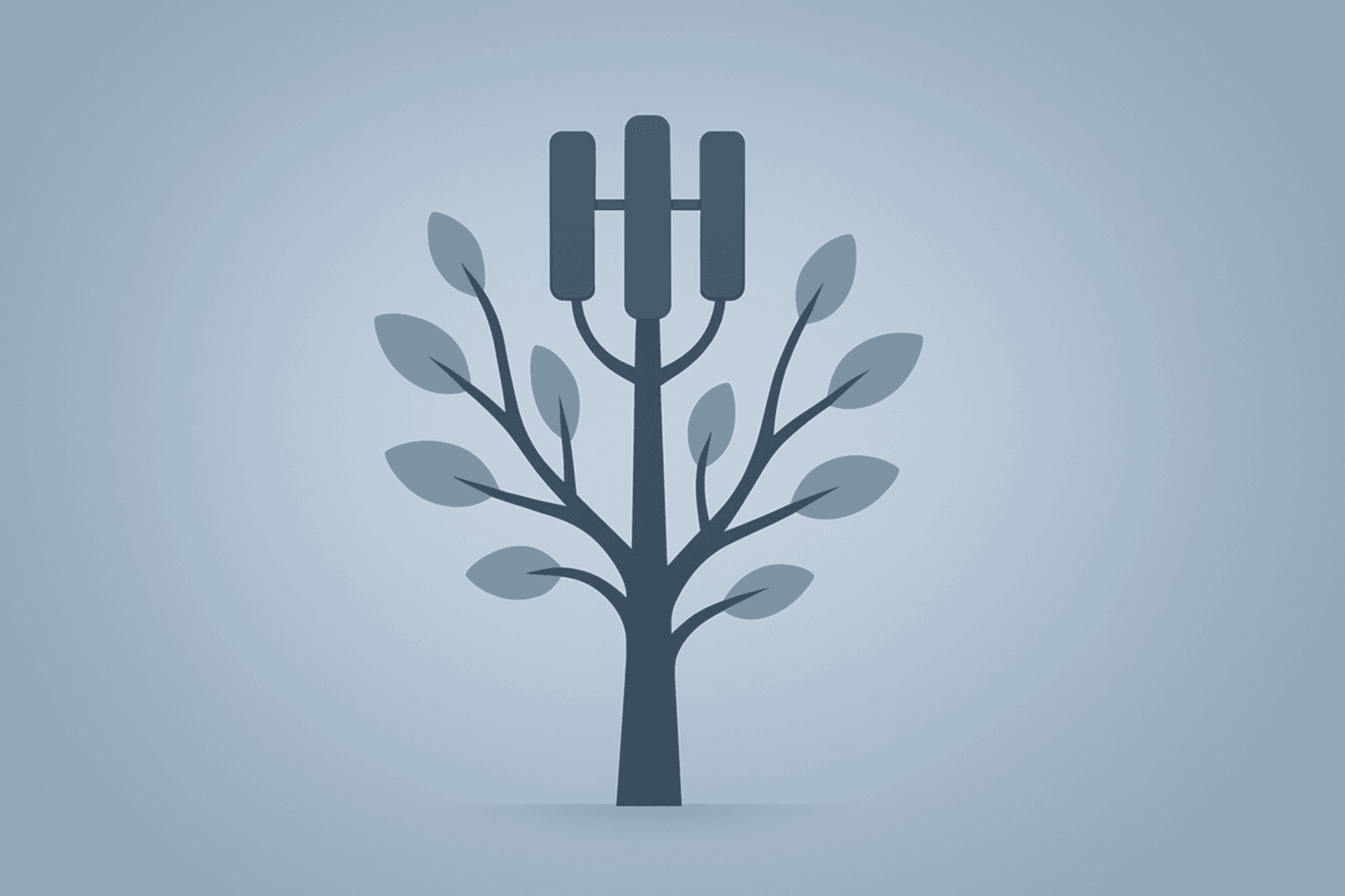 Flat vector cell tower with blooming nodes representing Verizon earnings turnaround and raised EPS outlook.