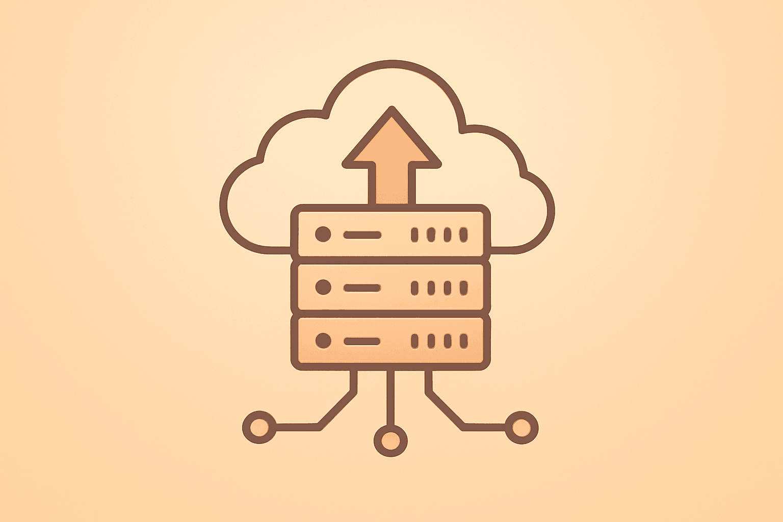 Flat vector of a cloud server stack unfurling connections to symbolize Atlassian earnings beat and upbeat FY2027 guidance.