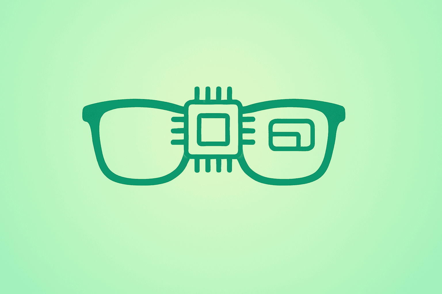 Flat vector wearable frame fused with microchip and payment symbol representing Alibaba Quark AI glasses linking Alipay.