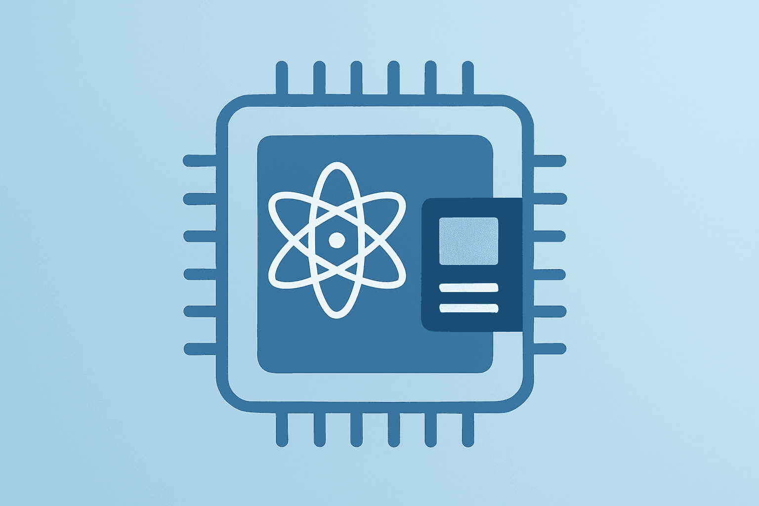 Flat filled vector of a quantum processor chip merging with a decoder module to symbolize IonQ quantum error correction.