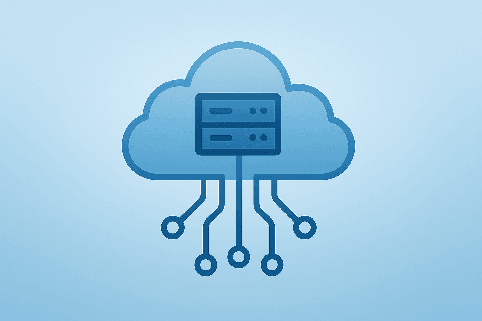 Flat vector of a cloud server with pulsing circuit waves to symbolize Salesforce earnings event risk and options volatility.