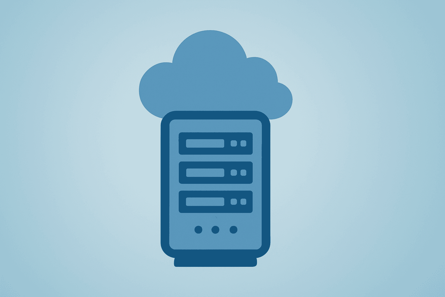 Centered flat vector server merging with a dimming cloud core to symbolize Microsoft earnings and cloud growth scrutiny.