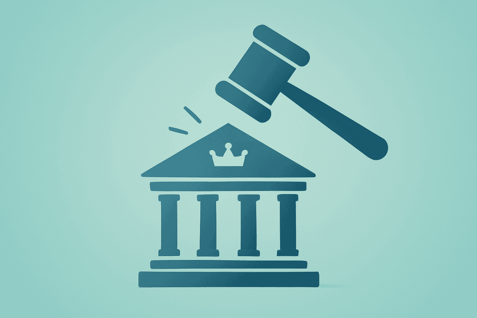 Flat vector cover of a courtroom gavel resting on a Fed podium to signal Trump Threatens To Fire Powell amid DOJ probe